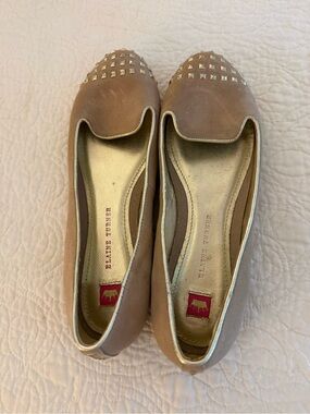 Elaine Turner Beige/Tan Studded Ballet Flats